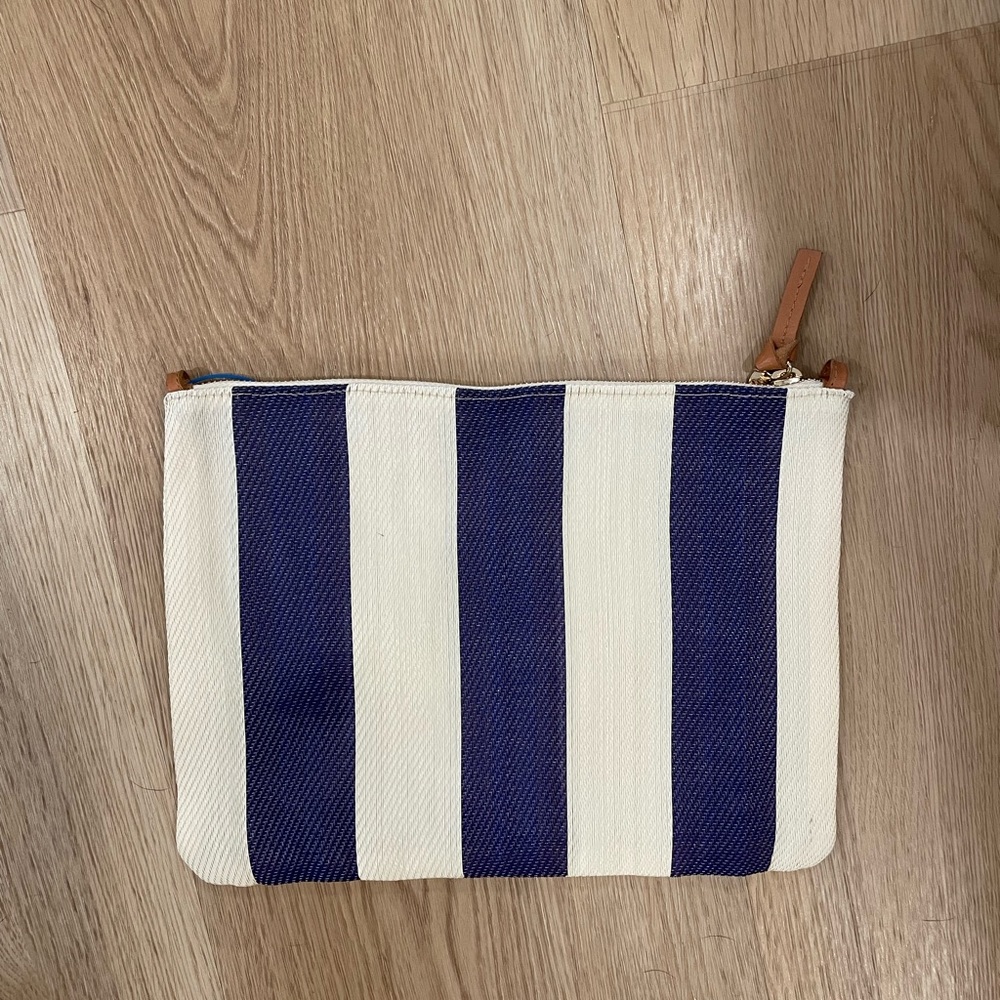 Clare V Flat Clutch in Azul & Shell Mesh